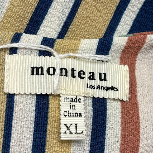 NWOT Monteau Los Angeles Multi-Colored Striped Cold Shoulder Blouse - Picture 4 of 5
